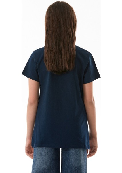 %100 Pamuk Kiraz Baskılı Bisiklet Yaka Kız Çocuk Tişört fırsatları