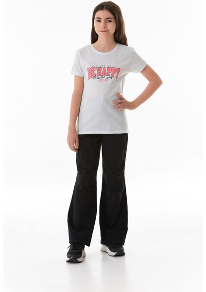 %100 Pamuk Be Happy Baskılı Kız Çocuk Tişört indirimleri