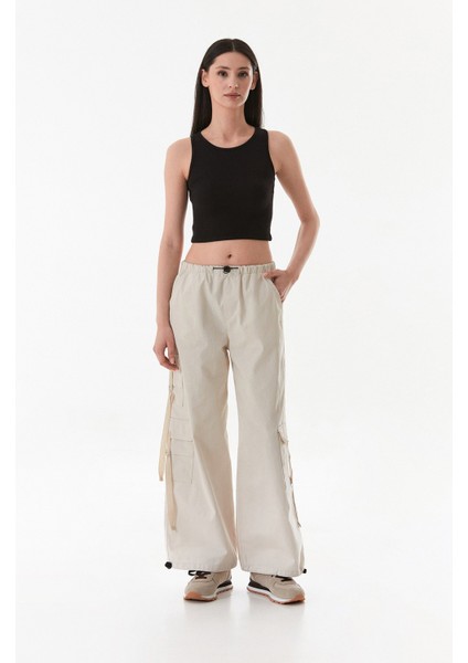 Beli ve Paçası Stoperli Kargo Cepli Gabardin Pantolon