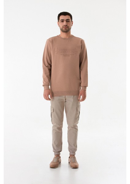 Kabartma Desenli Bisiklet Yaka Sweatshirt fiyatları