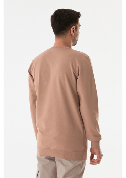 Kabartma Desenli Bisiklet Yaka Sweatshirt fırsatları