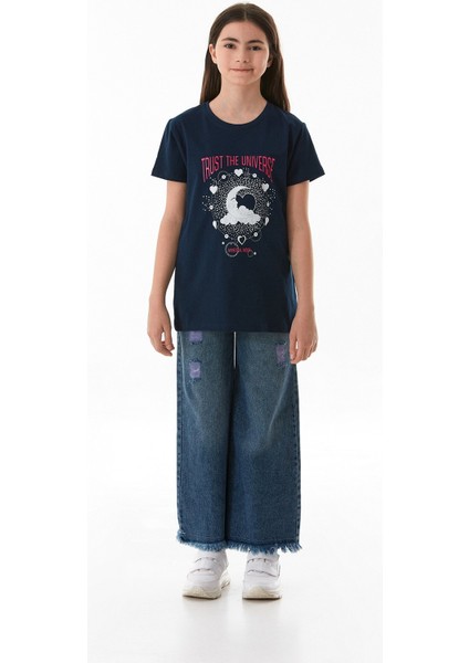%100 Pamuk Trust The Universe Baskılı Kız Çocuk Tişört fiyatları