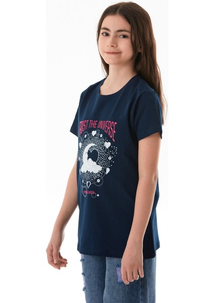 %100 Pamuk Trust The Universe Baskılı Kız Çocuk Tişört indirimleri