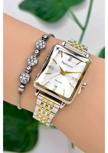 Çelik Kordon Çelik Kasa Kadın Kol Saati, 3 Atm Su Geçirmez Gümüş-Gold ZMFER179 modelleri