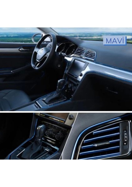 Mavi Araba Oto trim Dekorasyon Şeridi Kauçuk Elastik Kolay Kurulum 5 Metre Şerit Bant (4887)