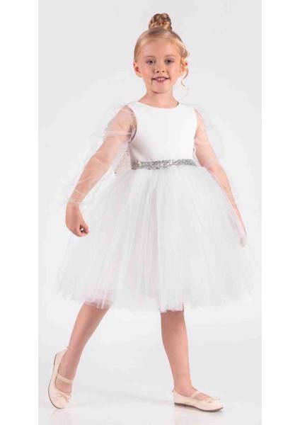 Melek Kanatlı Kız Çocuk Abiye Elbise