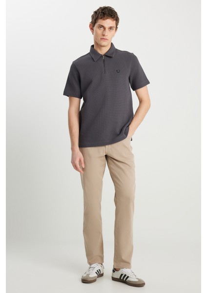 Texas Straight Fit Düz Kesim Normal Bek Krem Rengi Pamuklu Esnek Pantolon