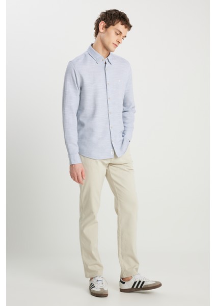 Texas Straight Fit Düz Kesim Normal Bel Ekru Pamuklu Esnek Pantolon