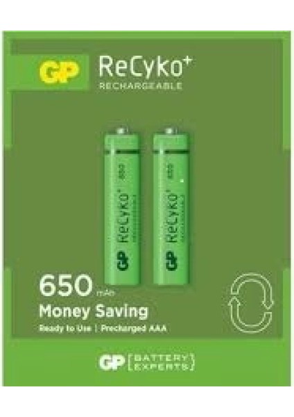 Gp Recyko 650MAH Aaa Şarjlı Ince Pil 63C092 2li Kart (4887)