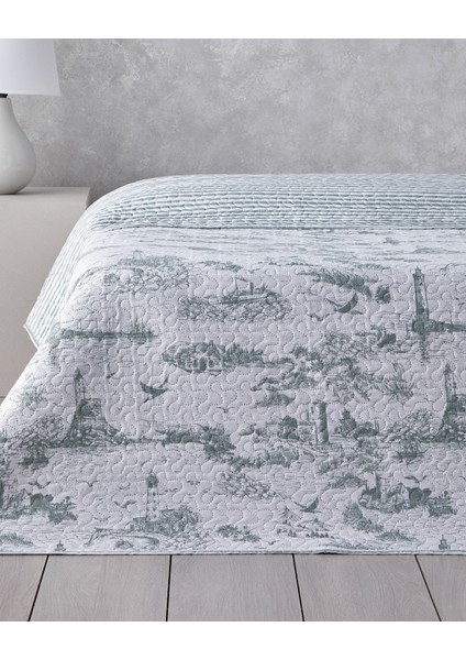 Seaside Serenity Çift Kişilik Çok Amaçlı Örtü 200X220 cm Seledon