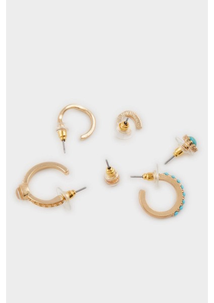 Kadın Mavi Taşlı 6'lı Gold Küpe E4513AXNS modelleri