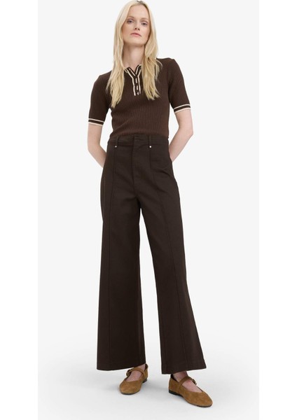 Wide Leg Gabardin Kumaş Palazzo Pantolon Cepli Yüksek Bel Geniş Paça F1649AX25SP