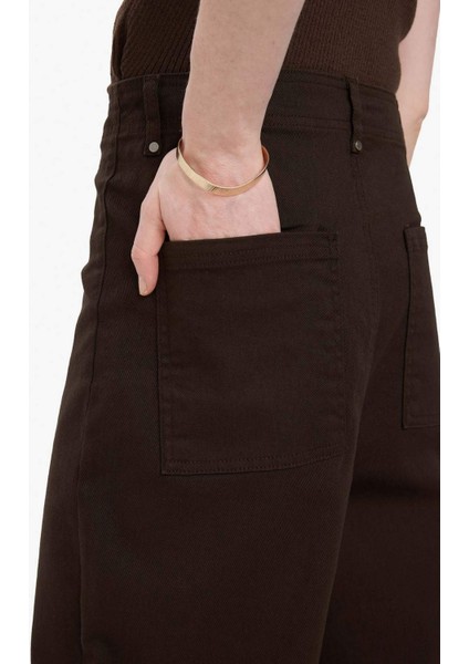 Wide Leg Gabardin Kumaş Palazzo Pantolon Cepli Yüksek Bel Geniş Paça F1649AX25SP