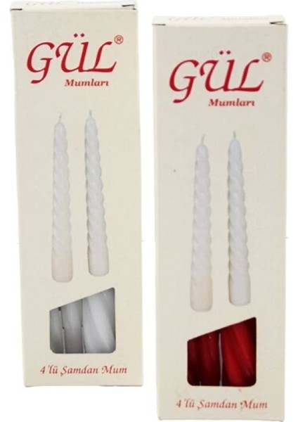 4pcs Şamdan - Burgulu Mum Beyaz - Renkli 17CM (4887)