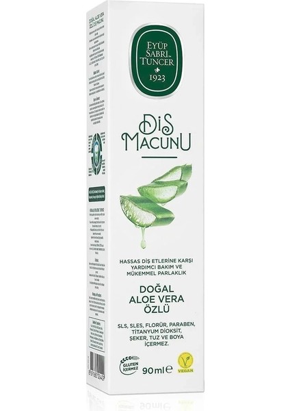 Doğal Diş Macunu 90 gr Aloe Vera