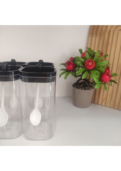 Luxury 6' Lı Kapağı Kendinden Kaşıklı Mika Baharatlık Seti 300 ml 1 Adet