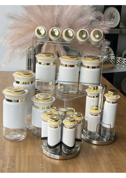 Luxury Beyaz Gold Yağdanlık&baharat&tuzluk Seti 24 Parça 1 Adet fiyatları