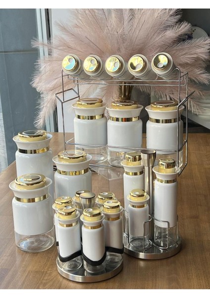 Luxury Beyaz Gold Yağdanlık&baharat&tuzluk Seti 24 Parça 1 Adet fırsatları
