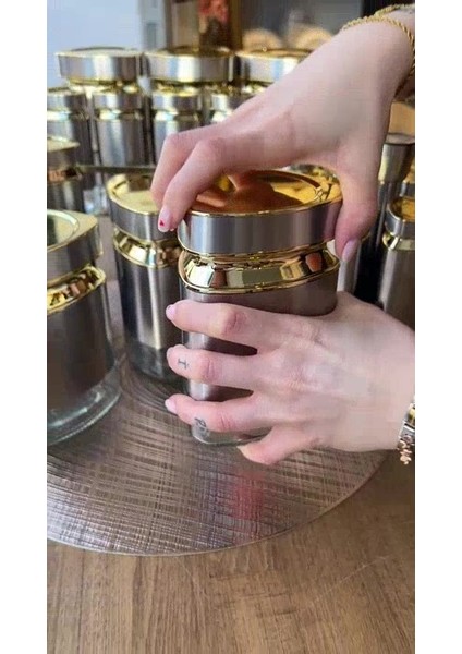 Luxury Marmo Standlı Kapaklı Kavanoz- Baharat Set 8‘li 1 Adet