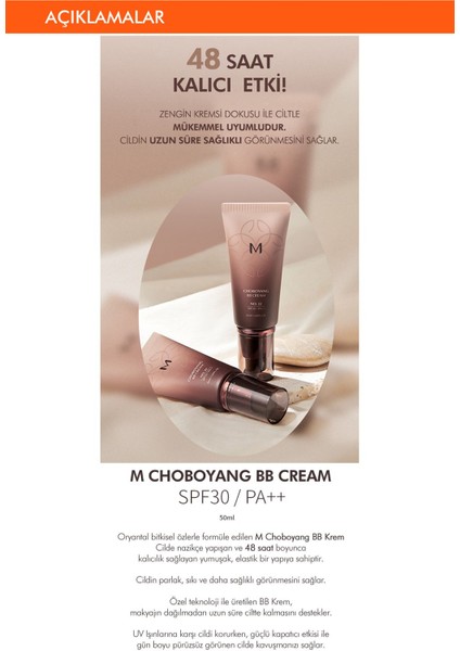 Luxury Yoğun Kapatıcılık Sağlayan Bitkisel Içerikli Bb Krem M Choboyang Bb Cream SPF30/PA++ 50ML (No.17) 1 Adet