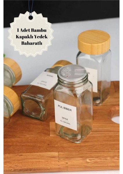 Luxury 1 Adet Bambu Kapaklı 120ML. Yedek Baharatlık 1 Adet
