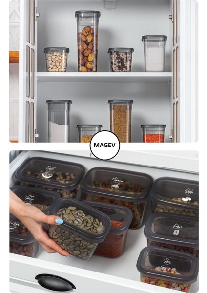 Luxury Beyaz Serigrafi Etiketli 12LI Peggy Dikdörtgen Baharatlık Seti 800 ml 1 Adet