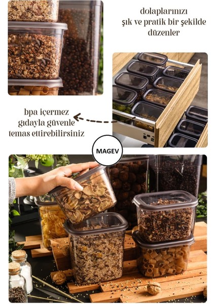 Luxury Beyaz Serigrafi Etiketli 12LI Peggy Dikdörtgen Baharatlık Seti 800 ml 1 Adet