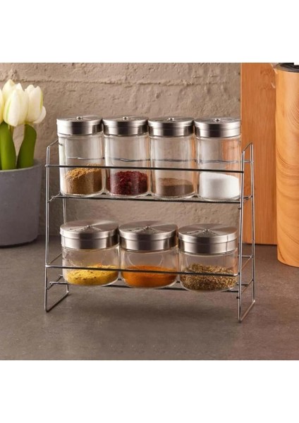Luxury Silva Metal Standlı 8 Parça Cam Baharat Takımı 13810 1 Adet