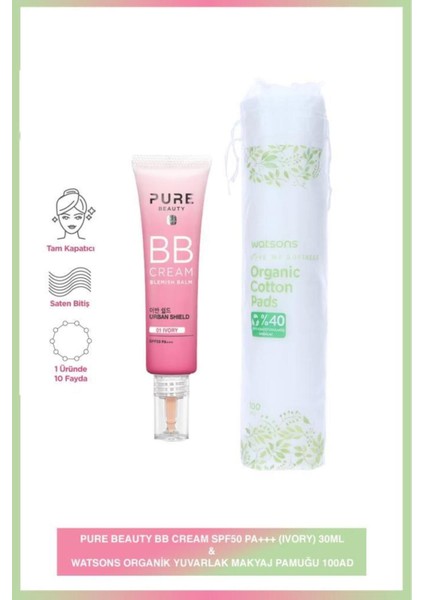 Luxury Bb Cream SPF50 Ivory 30 ml + Watsons Organik Makyaj Pamuğu 1 Adet