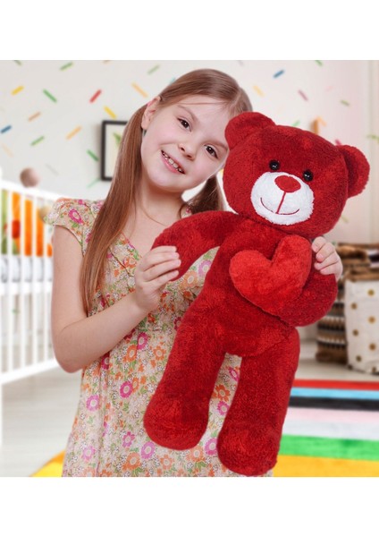 Luxury 50 cm Kalpli Peluş Sevimli Ayıcık 1 Adet