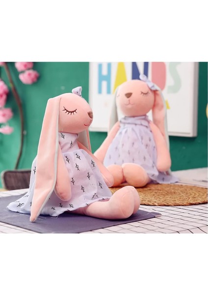 Luxury Soft Dokulu Ithal Kumaş Uyku Arkadaşım Uzun Kulaklı Sarılabilir Tavşan Peluş Oyuncak Metoo 35 Cm. 1 Adet