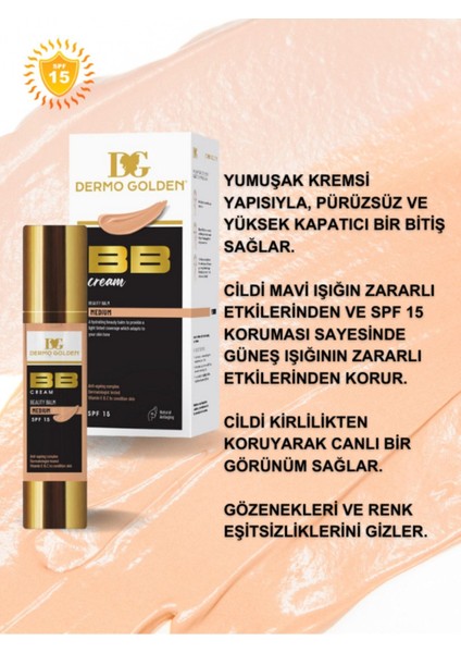 Luxury Tamamen Kapatıcılık ve Doğal Ipeksi Pürüzsüz Görünüm Sağlayan Bb Krem Light ile Medium Spf 15 1 Adet modelleri