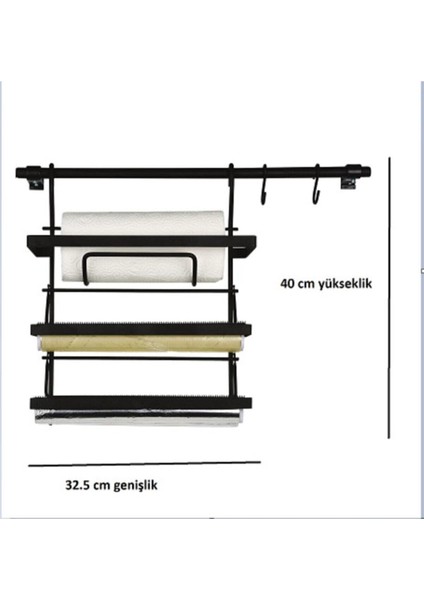Luxury Mutfak Aksesuarı Folyoluk ve Baharatlık Birlikte Siyah Set 1 Adet