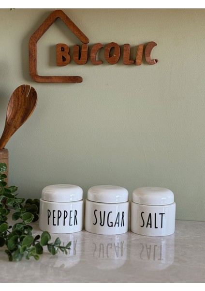 Luxury 3'lü Porselen Salt-Pepper-Sugar Kavanoz Baharatlık Seti 1 Adet fiyatları