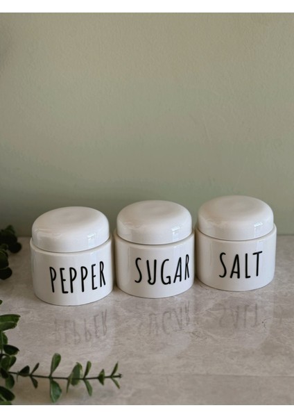 Luxury 3'lü Porselen Salt-Pepper-Sugar Kavanoz Baharatlık Seti 1 Adet modelleri