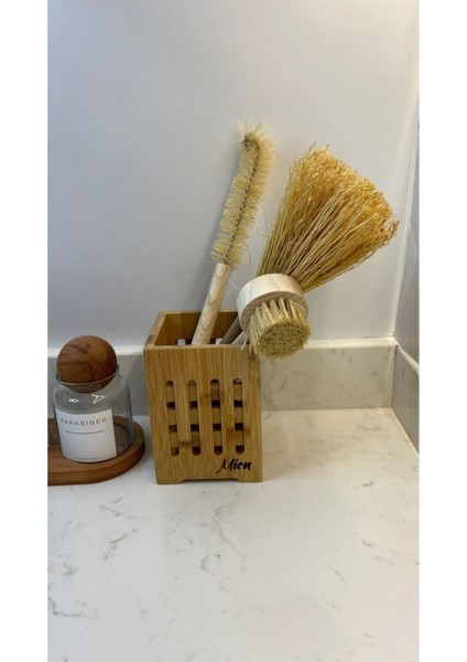 Luxury 2'li Stantlı Top Baharatlık/bambu Kaşıklık/3'lü Dekoratif Fırça 1 Adet