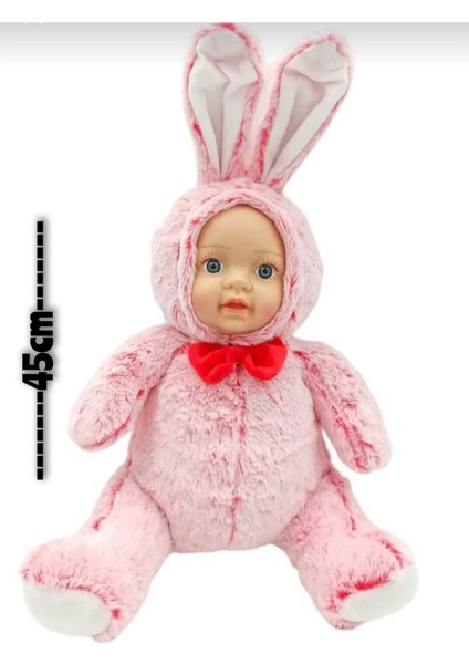 Luxury 45 cm Peluş Bebek Gerçek Yüzlü Tavşan Bebek Peluş Tavşan Peluş Oyuncak Uyku Arkadaşı 1 Adet