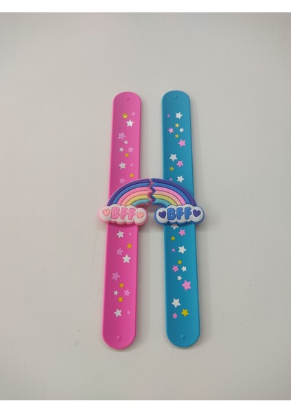 Luxury Çocuklar Için Muhteşem Gökkuşağı Best Friends Slap Band Ikili Çocuk Bileklik 1 Adet