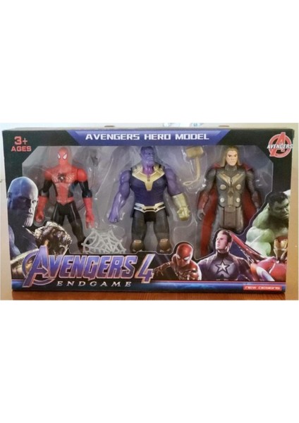 Luxury Işıklı 15CM Örümcek Adam Thor Thanos 3lü Avanger Set 1 Adet