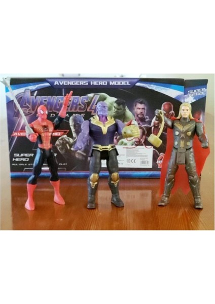 Luxury Işıklı 15CM Örümcek Adam Thor Thanos 3lü Avanger Set 1 Adet