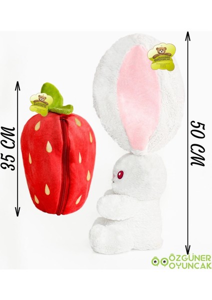 Luxury Sevgiliye Arkadaşa Çok Özel Hediye Peluş Çilek Tavşan 50CM 1 Adet