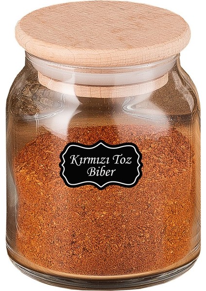 Luxury Etiketli, Bambu Kapaklı ve Kaşıklı 12'li Lüx Baharat Takımı 330 ml 1 Adet