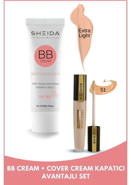 Luxury Bb Krem Extra Light ve Cover Cream Kapatıcı 51 Ikili Set (Çok Açık Renk) 1 Adet