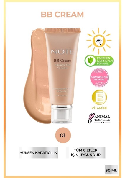 Luxury Bb Cream Spf 15 Nemlendirici Etkili Yoğun Kapatıcı Bb Krem - 01 Orta 1 Adet