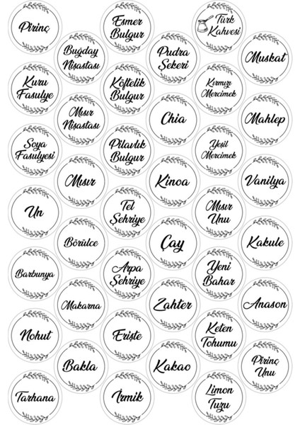 Luxury Şeffaf 78 Adet Yuvarlak Baharat Bakliyat Kavanoz Etiketi -4 cm x 4 cm Sticker 1 Adet fiyatları