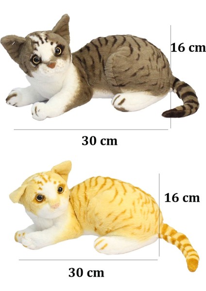 Luxury Miyavlayan Sesli Sarı Tekir Kedi Peluş Oyuncak 30 cm 1 Adet