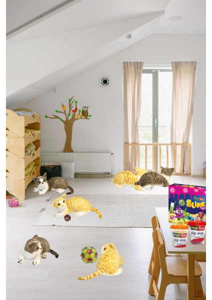 Luxury Miyavlayan Sesli Sarı Tekir Kedi Peluş Oyuncak 30 cm 1 Adet