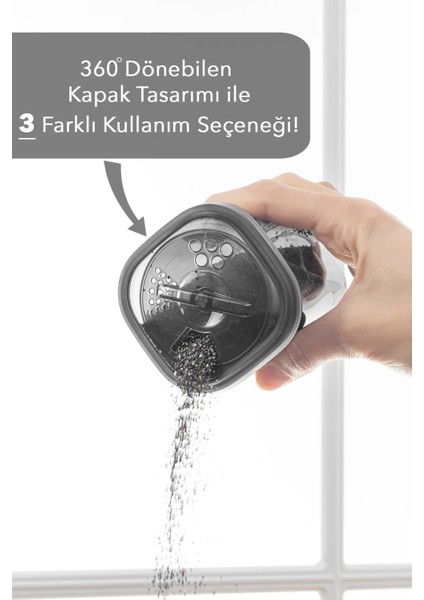 Luxury Miya 12'li Etiketli ve Kilitlenebilir Hava Almaz Kapaklı Baharatlık Seti-Baharatlık Saklama Kabı Gri 1 Adet fırsatları