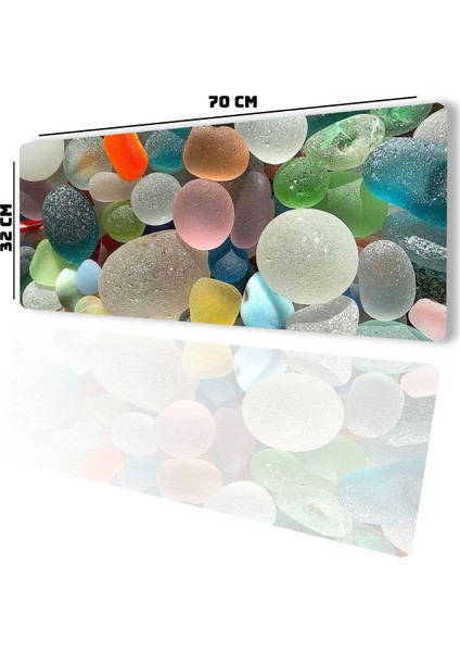 Renkli Çakmak Taşları Gamer Oyuncu Dikişsiz Sıvı Geçirmez Klavye Mouse Pad 32X70CM