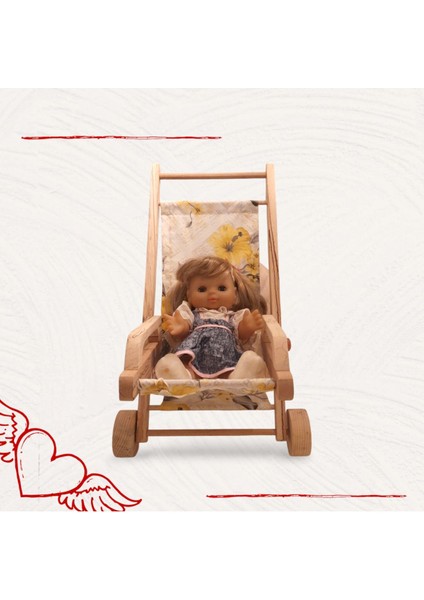 Luxury Ahşap Oyuncak Bebek Arabası Puset 1 Adet